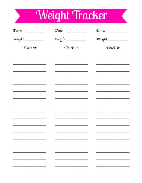 Free Printable Weight Tracker Chart Printable Templates
