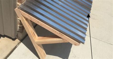 The corrugated metal pieces are about 18. DIY Corrugated Metal Awning | Corrugated metal, Metals and ...