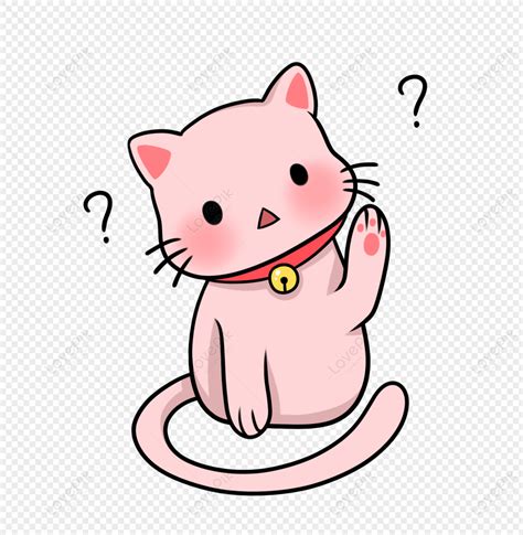 Un Signo De Interrogación De Gato Rosa Con Una Cara Confundida Png