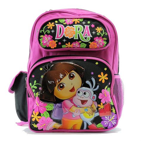 Dora The Explorer Girls Pinkblack Backpack School Bag Ebay