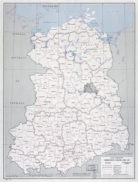 Large Administrative Divisions Map Of East Germany 1958 Germany
