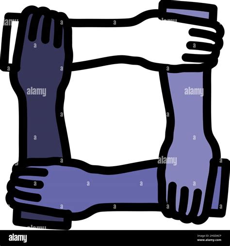 Icon Of Crossed Hands Editable Bold Outline With Color Fill Design
