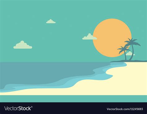 Landscape Beach At Sunset Cartoon Royalty Free Vector Image