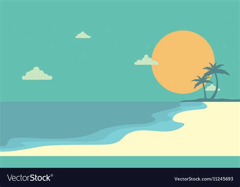 Landscape beach at sunset cartoon Royalty Free Vector Image