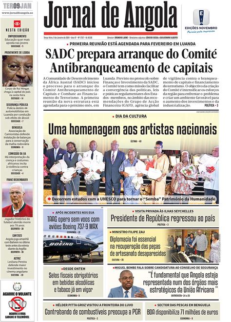 Jornal De Angola Terça 09 De Janeiro De 2024