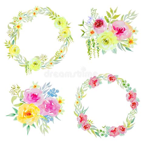 Watercolors Bouquets And Wreaths Stock Illustration Illustration Of