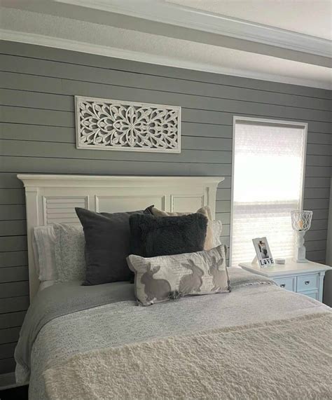 Gray Shiplap Walls In Farmhouse Bedroom Soul And Lane