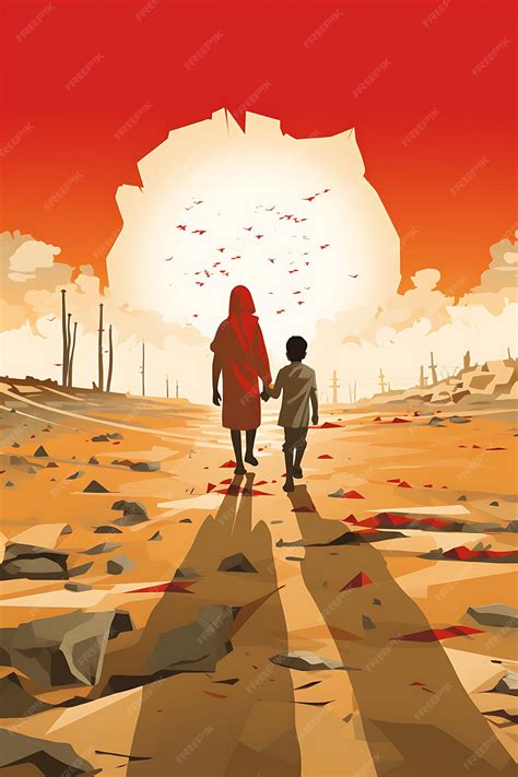 Premium Ai Image Poster Of Children Walking Through A Minefield With