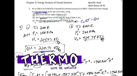 Thermodynamics Ideal Gas Specific Heat Example Youtube