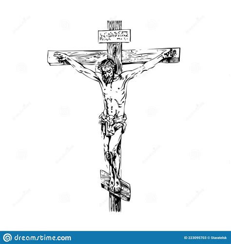 Jesus Christ Crucifixion Hand Drawing Sketch Stock Vector