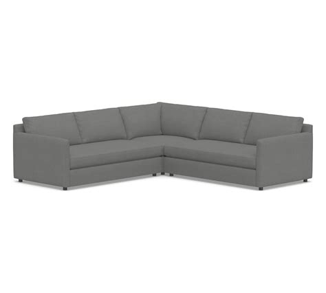Pacifica Square Arm Upholstered 3 Piece L Shaped Corner Sectional
