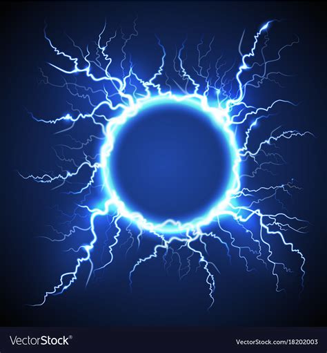 Circle Lightning Realistic Blue Background Vector Image