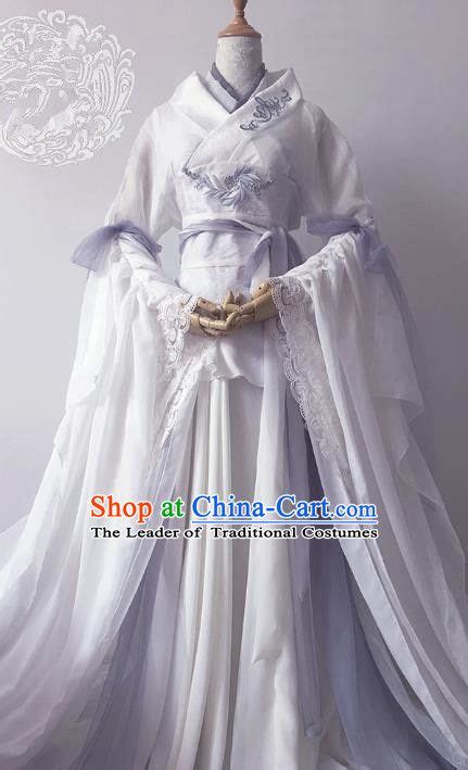 chinese ancient cosplay queen costume han dynasty empress embroidered white hanfu dress for