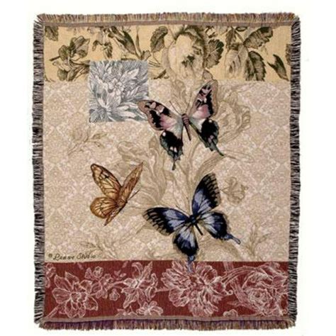 Floral Butterfly Tapestry Afghan Throw Blanket 50 X 60