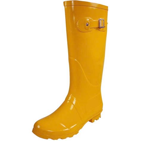 Norty Norty Womens Rain Boots Rubber Solid Glossy Wellie Hi Calf Snow
