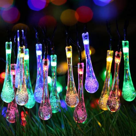 6m 30led Water Drop Solar Powered Fairy String Lights 8 Modes For
