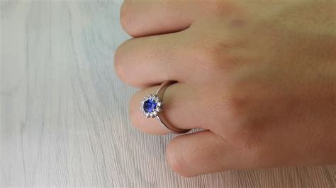 Diana Engagement Ring Blue Sapphire Sparkling Natural Genuine Diamonds