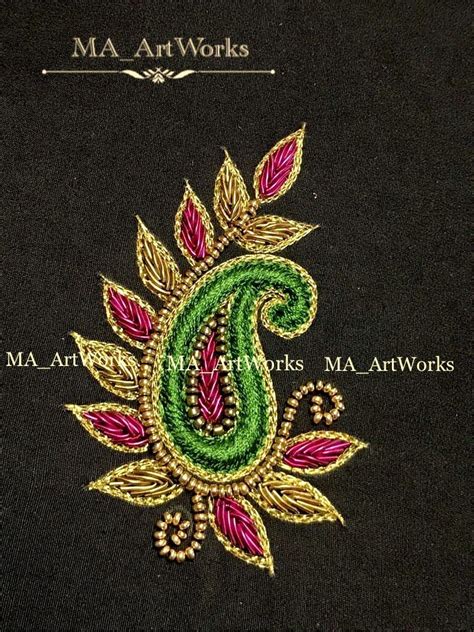 A Simple Aari Mango Motif Hand Embroidery Design Patterns Hand Embroidery Designs Embroidery