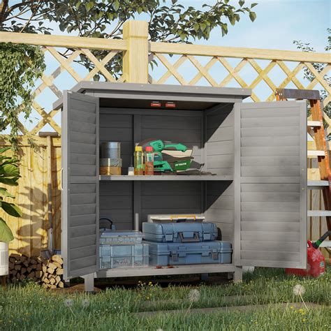 Outsunny Garden Storage Shed Solid Fir Wood Garage Organisation W