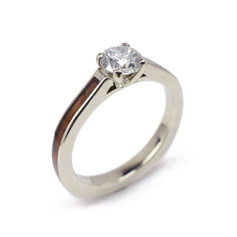 Low Profile Diamond Wood Engagement Ring Casavir Jewelry