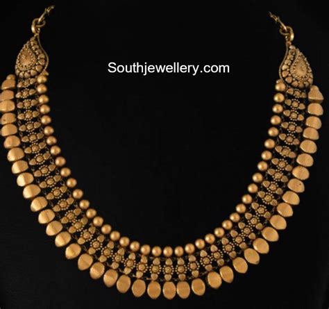 22 Carat Gold Antique Finish Plain Necklace By Vummidi Bangaru