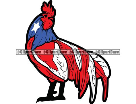 Puerto Rico Rican Flag Rooster Cock Born Raised From Roots Etsy