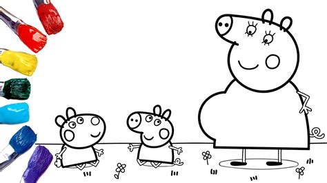 Jase is a baby piggy who wears a pink pensie with white dots. Coloring Baby Peppa Pig and Baby Suzy Sheep ! [1080p ...