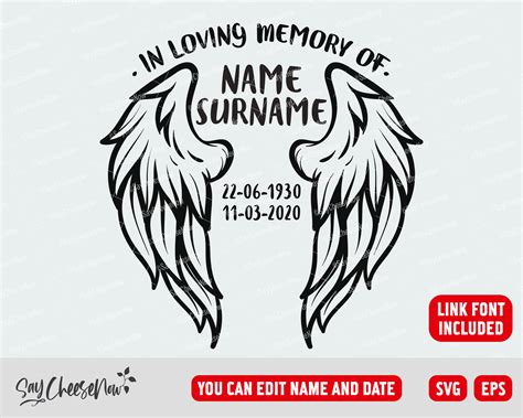 In Loving Memory Svg Angel Wings Svg Angel Svg Download Etsy Hong Kong