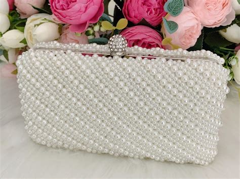 Pearl Clutch Bag Pearl Evening Bag Bridal Clutch With Pearls Beaded