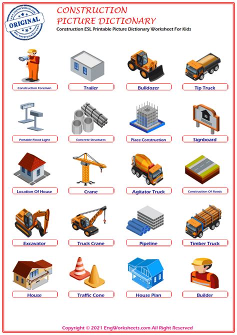 Construction Printable English Esl Vocabulary Worksheets Engworksheets