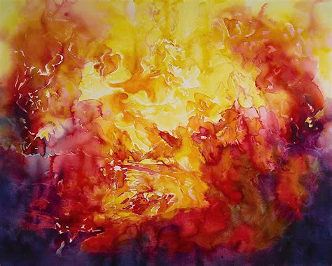 Fire Blaze Original Watercolor Painting Of Striking Fire Original