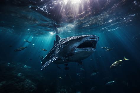Immersive Underwater View Of A Majestic Whale Shark Swimming Free