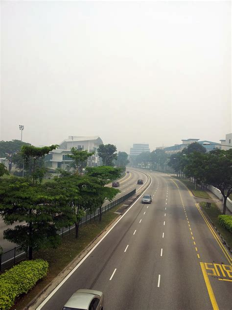Singapore Hazy Sky And Road Smog Free Stock Photo Public Domain