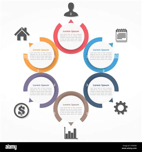 Diagramme Circulaire Avec Six éléments étapes Ou Options Un