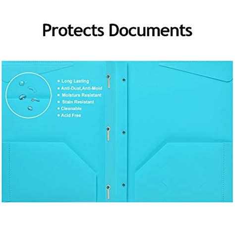 Jisusu 12 Pack Heavy Duty Plastic Folders With Pockets And Prongs 2