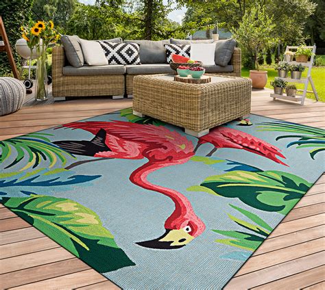 This camping outdoor rugs offers a stylish look while still providing a solid surface. Couristan Covington Flamingos Multi Indoor/Outdoor Runner ...