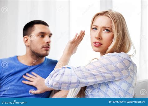 Unhappy Couple Having Argument At Home Stock Image Image Of Abuse Insult 137917999