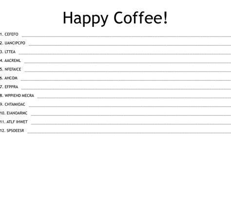 Types Of Coffee Word Search Monster Word Search Coffe