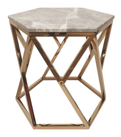 Rose Gold End Table With Marble Top China Sidetable And Gold Side Table