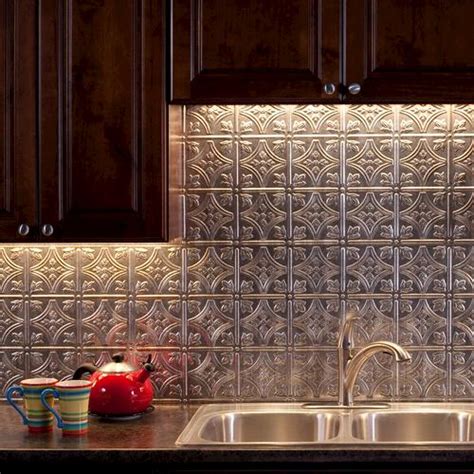 The average cost for a stainless steel backsplash (not including labor) ranges from $13 to $21 per square foot. Fasade® Traditional 1 - 18" x 24" Vinyl Tile Backsplash in ...