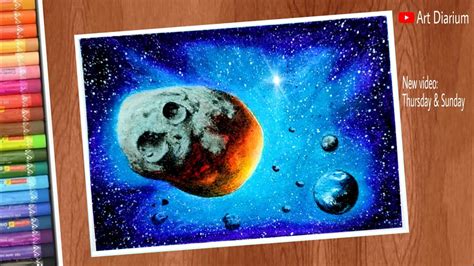 Drawing For Beginners With Oil Pastels How To Draw Asteroid Space