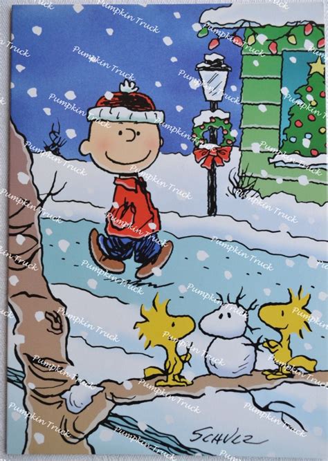 Official website of peanuts by charles m. Vintage Christmas Card Charlie Brown Woodstock Unused image 0 | Christmas cartoons, Charlie ...