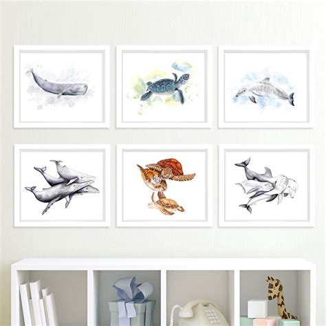 Ocean Animal Prints Nautical Nursery Art Ocean Nursery Print Set Of 6