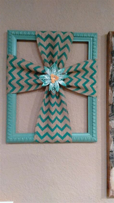 Burlap Cross Made With A Repurposed Picture Frame Burlap