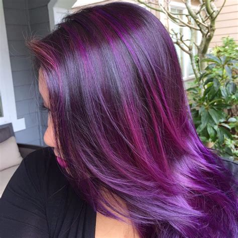 Dunkel Lila Haare Violette Haare Lila Haarfarbe Tendenzen Haarstyling Purple Hair Color Ombre