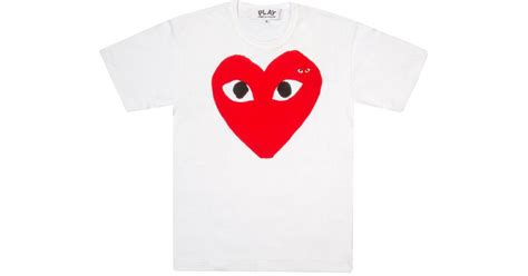Comme Des Gar Ons Play Mens Red Heart Logo T Shirt White For Men Lyst
