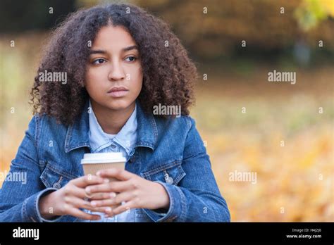 Pretty Mixed Race African American Girl Teenager Female Young Woman
