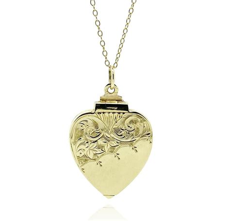 Vintage 1960s Ornate Heart Locket Necklace Mayvedajewellery