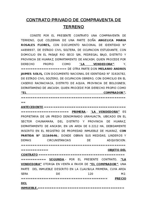Contrato De Compraventa De Terreno Ejemplos Y Formatos Word Pdf Images