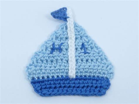 Sea Life Appliques Crochet Applique 1 Small Crochet Boat Etsy